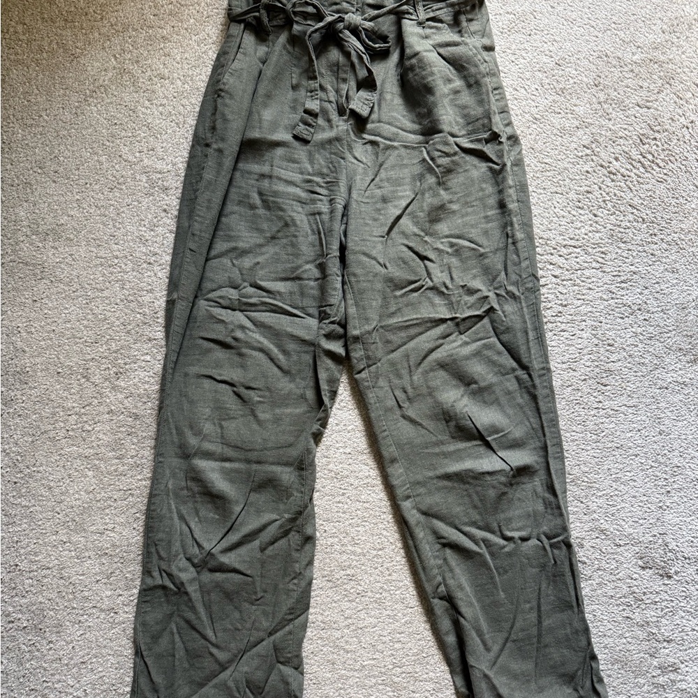 Ci Sono Green Wide Leg Pants with Paper Bag Waist